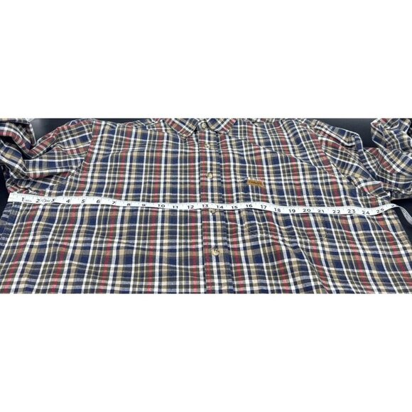 VTG Men’s Carhartt Plaid Button Up Long Sleeve Thick Work Shirt See Measurements - Picture 7 of 8